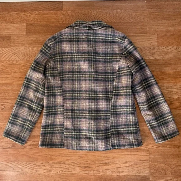 VINTAGE 90s OLD NAVY Lavender Purple Plaid Recycled Wool Jacket and Skirt - Picture 7 of 11